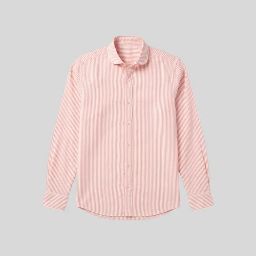 Camisa Liberato Basics Mangas Largas Blanca Rayas Naranjas