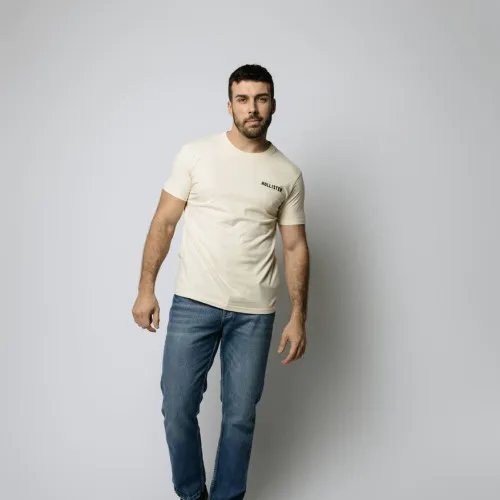 REMERA HOLLISTER REGULAR FIT BEIGE