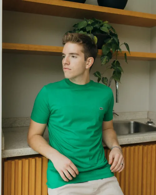 REMERA CUELLO REDONDO LACOSTE VERDE