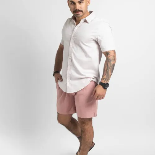 BERMUDA LIBERATO BASICS CON GOMA DE LINO ROSADO