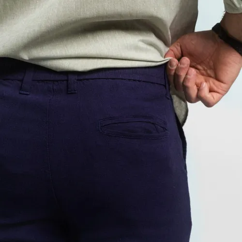 PANTALON DE LINO LIBERATO BASICS AZUL MARINO